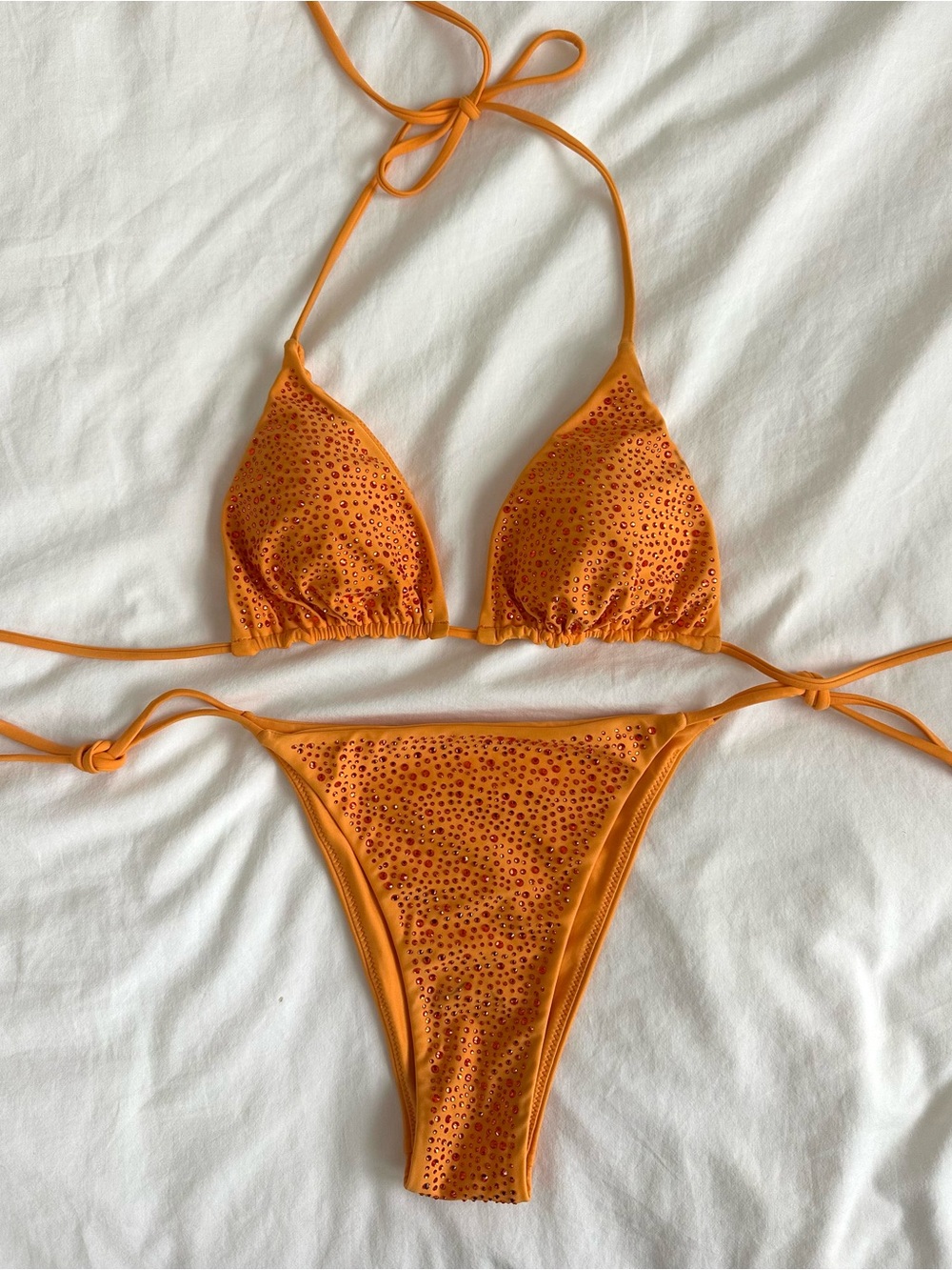 Cult Gaia Orange Bedazzled Bikini